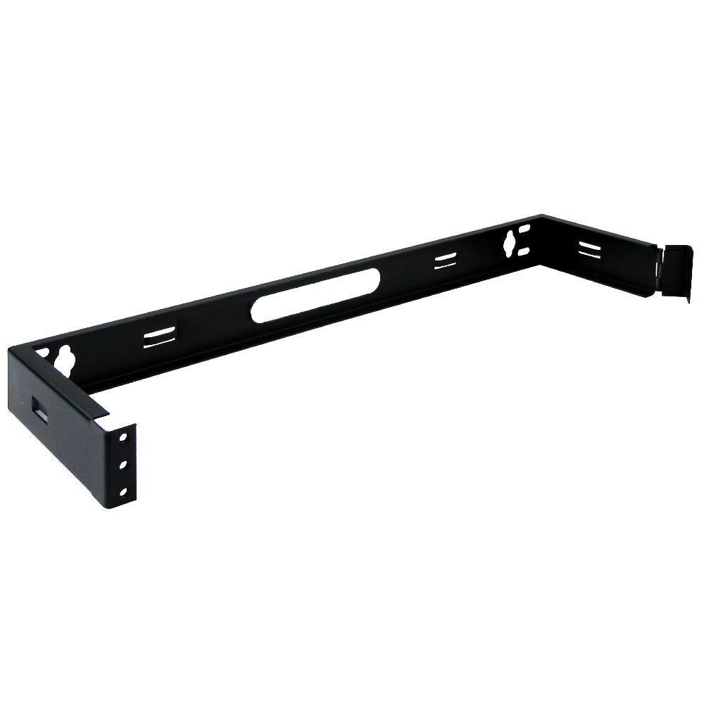 1U Wall Mount Hinged Bracket 6in Deep 19in EIA Patch Panel 14 Gauge Steel Black