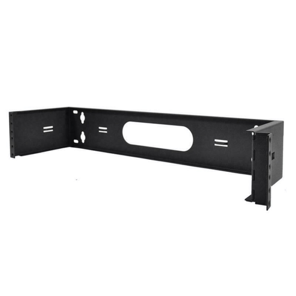 2U Wall Mount Hinged Bracket 6in Deep 19in EIA Patch Panel 14 Gauge Steel Black