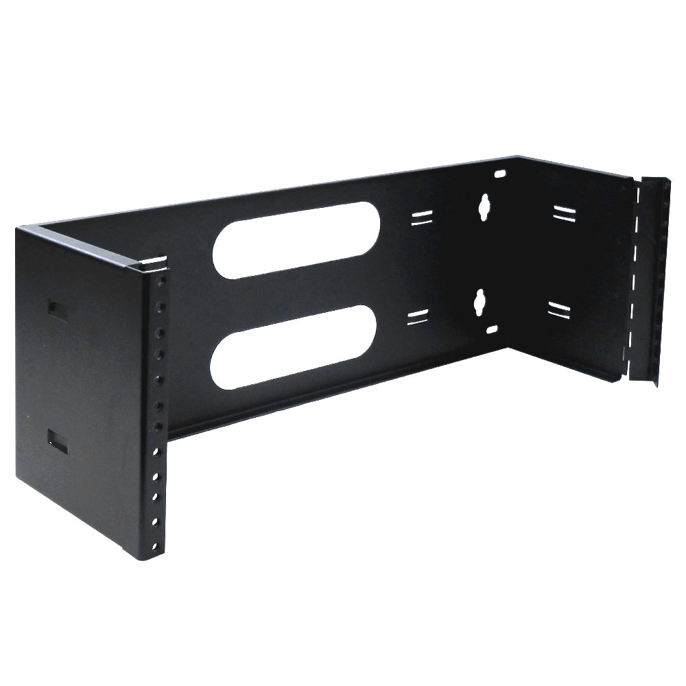 4U Wall Mount Hinged Bracket 6in Deep 19in EIA Patch Panel 14 Gauge Steel Black