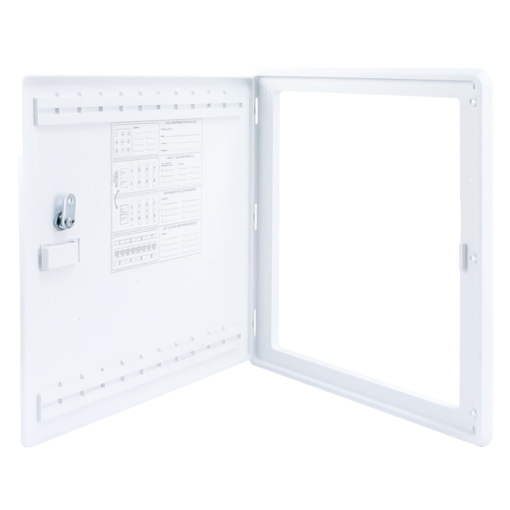 15in Structured Wiring Enclosure Wi-Fi Friendly Plastic Empty Lockable Hinged Door White