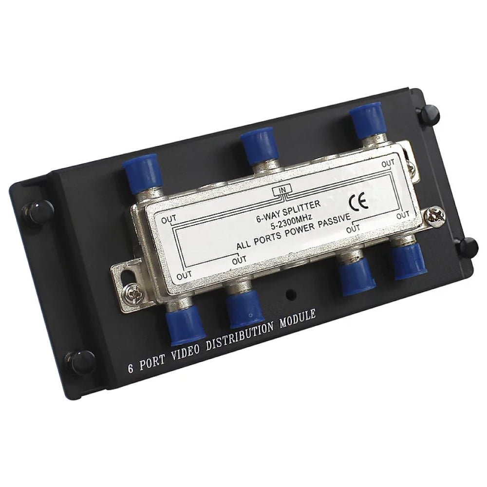 6-Port F-Type Splitter Video Module 2GHz Plastic Bracket for Structured Wiring Enclosure