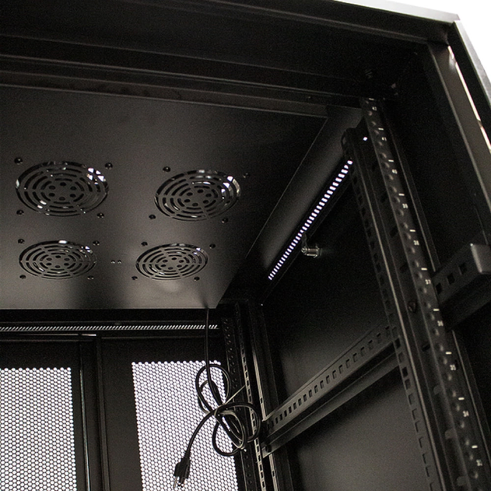 42U Standing Server Rack Cabinet 40in Deep for 19in Network Equipment Casters Steel Black