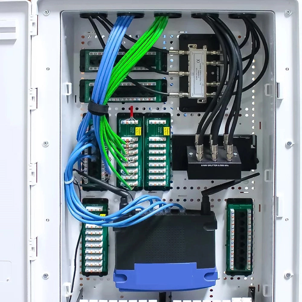 30in Structured Wiring Enclosure Wi-Fi Friendly Plastic Empty Lockable Hinged Door White