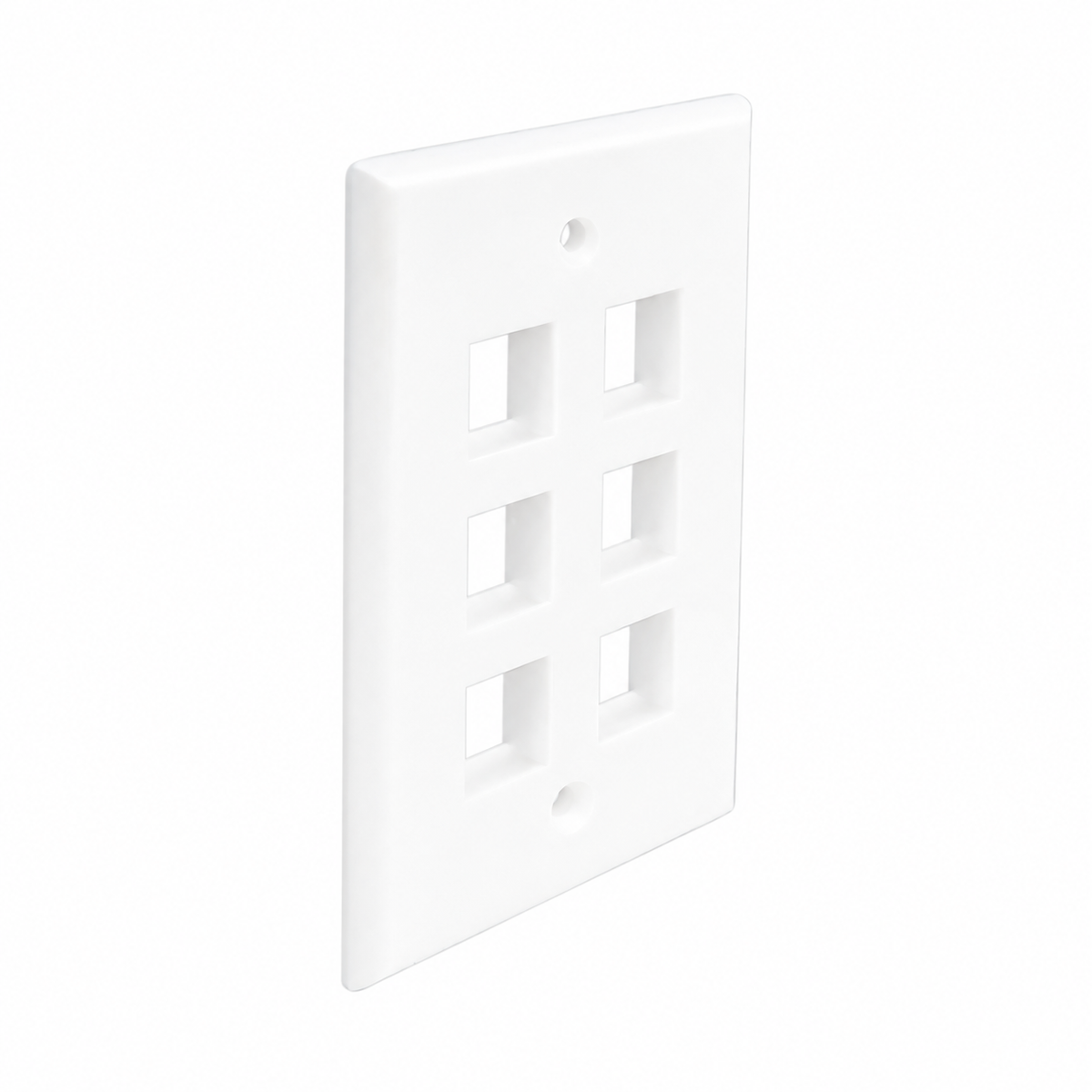 Keystone Wall Plate 1/2/3/4/6-Port Single-Gang Flush Mount, White, 25-Pack