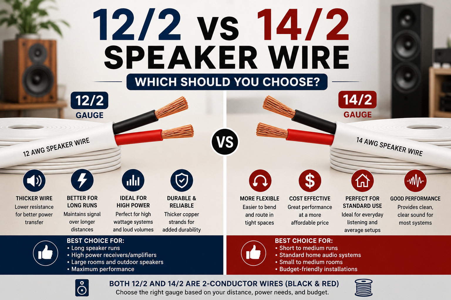 12/2 vs 14/2 Speaker Wire: Which Should You Choose?