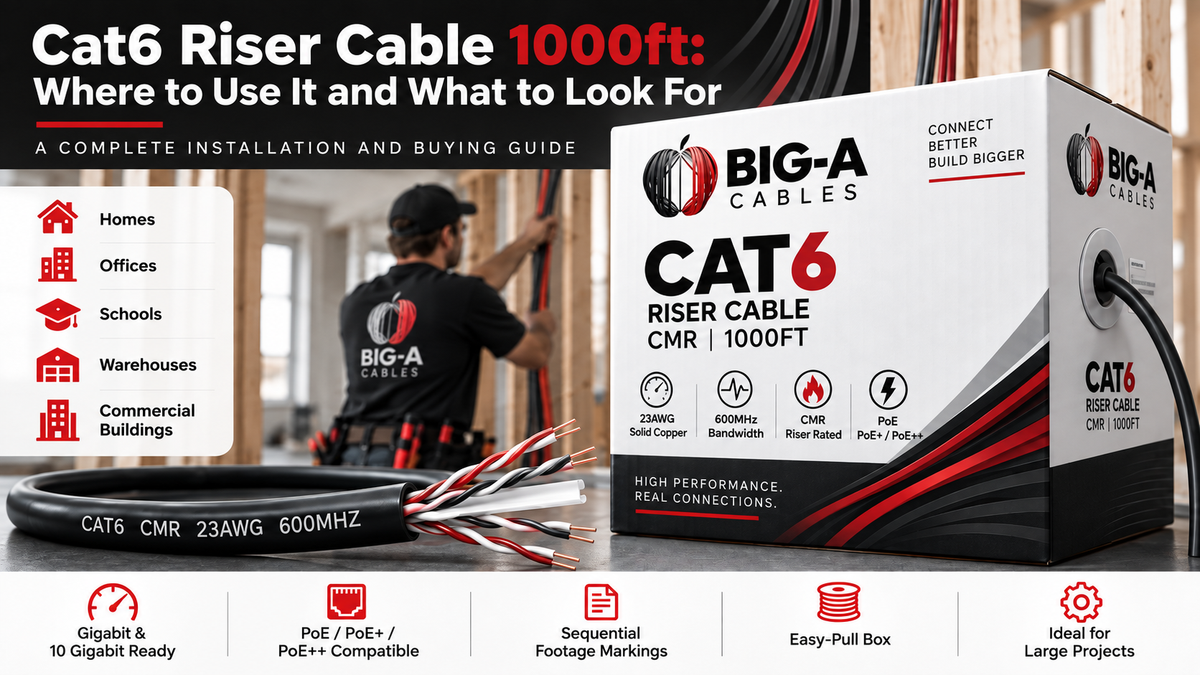 Cat6 Riser Cable 1000ft: Where to Use It and What to Look For