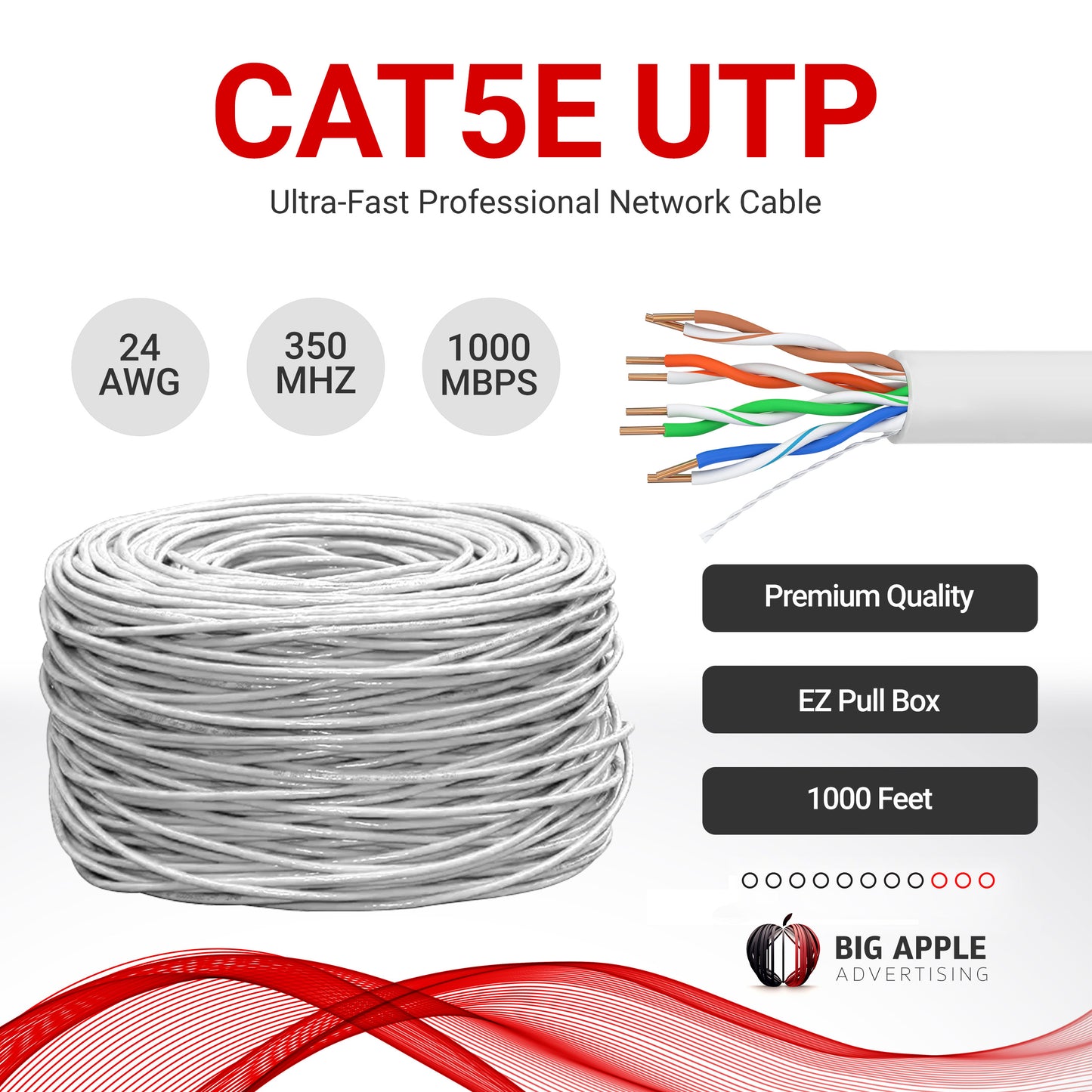 Cat5e Riser Ethernet Cable | Unshielded | CMR, 24AWG, UTP