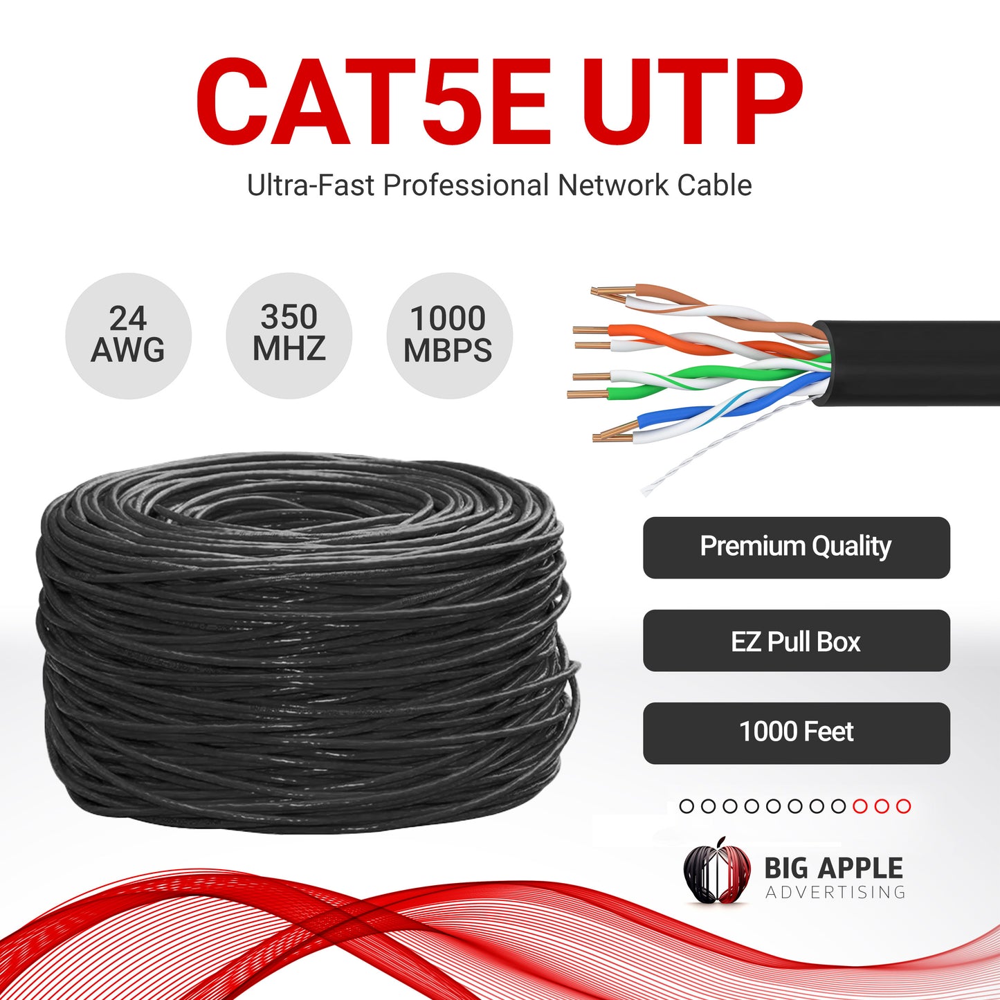 Cat5e Riser Ethernet Cable | Unshielded | CMR, 24AWG, UTP