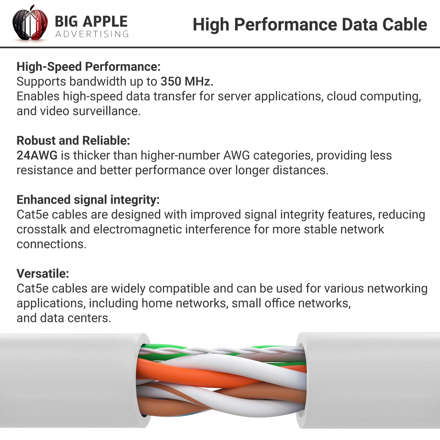 Cat5e Riser Ethernet Cable | Unshielded | CMR, 24AWG, UTP