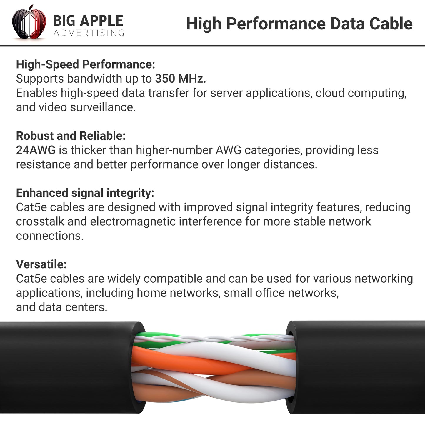 Cat5e Riser Ethernet Cable | Unshielded | CMR, 24AWG, UTP