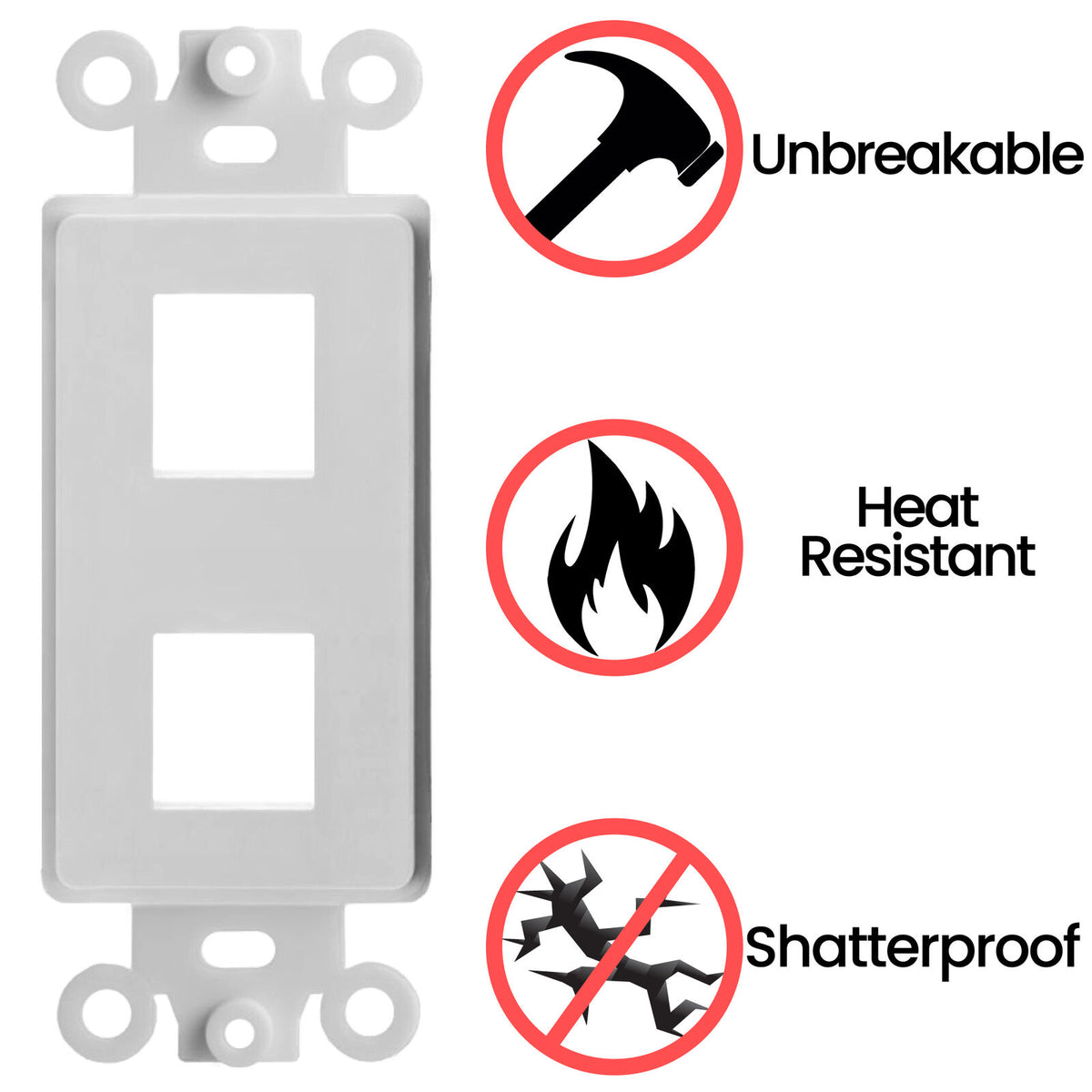 Decorator Wall Plate Insert Keystone Flexible Opening Blank Single Gang White