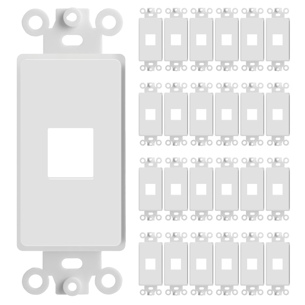 Decorator Wall Plate Insert Keystone Flexible Opening Blank Single Gang White