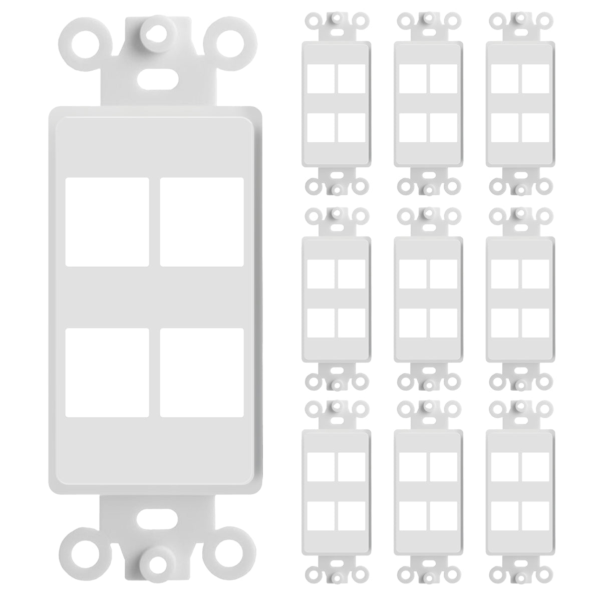 Decorator Wall Plate Insert Keystone Flexible Opening Blank Single Gang White