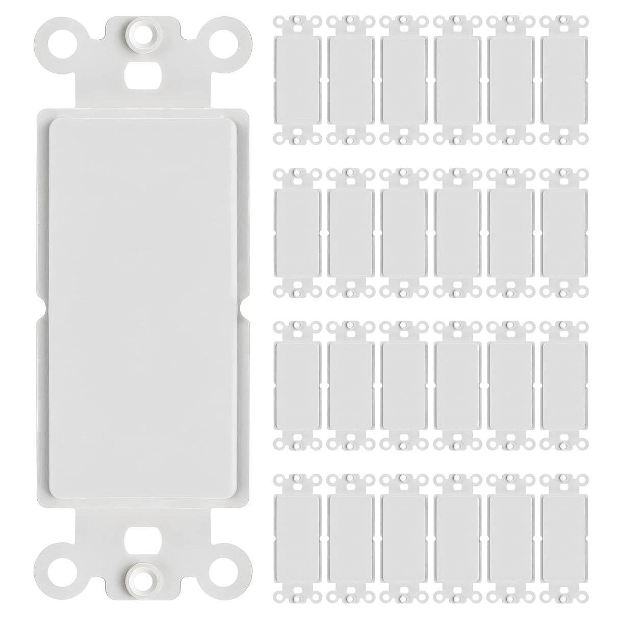 Decorator Wall Plate Insert Keystone Flexible Opening Blank Single Gang White