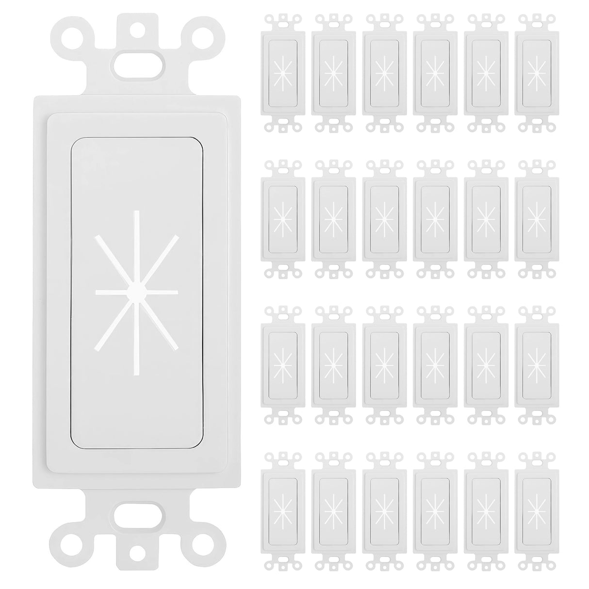 Decorator Wall Plate Insert Keystone Flexible Opening Blank Single Gang White