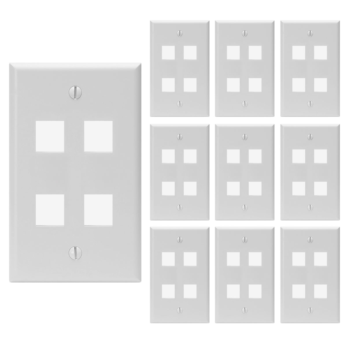 Keystone Wall Plate Single Gang White ABS 1 2 3 4 6 Port
