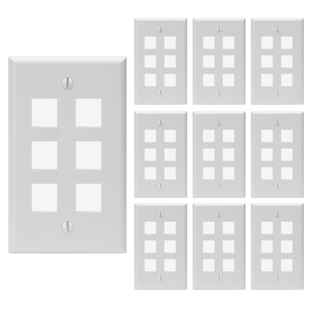 Keystone Wall Plate Single Gang White ABS 1 2 3 4 6 Port
