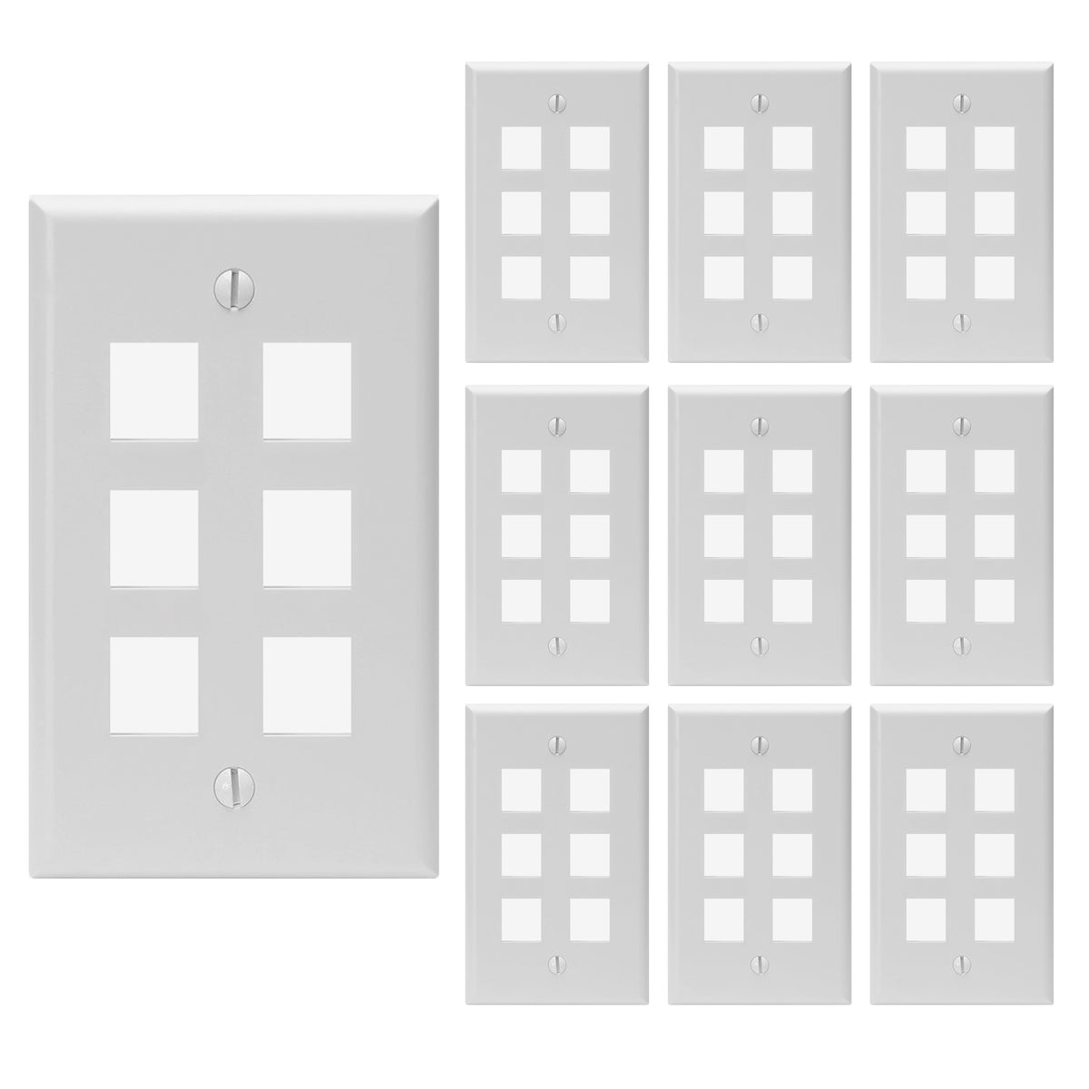 Keystone Wall Plate Single Gang White ABS 1 2 3 4 6 Port