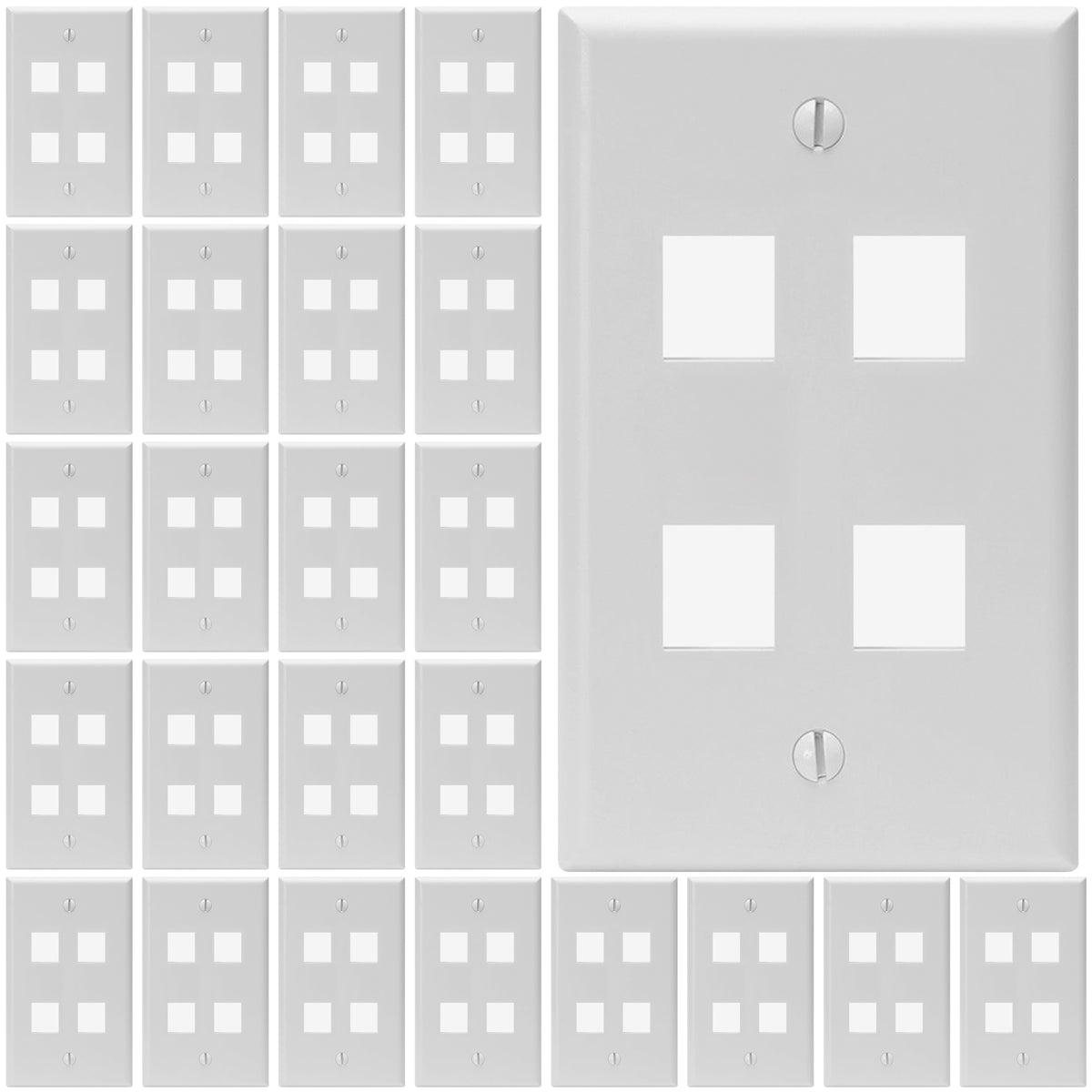 Keystone Wall Plate Single Gang White ABS 1 2 3 4 6 Port