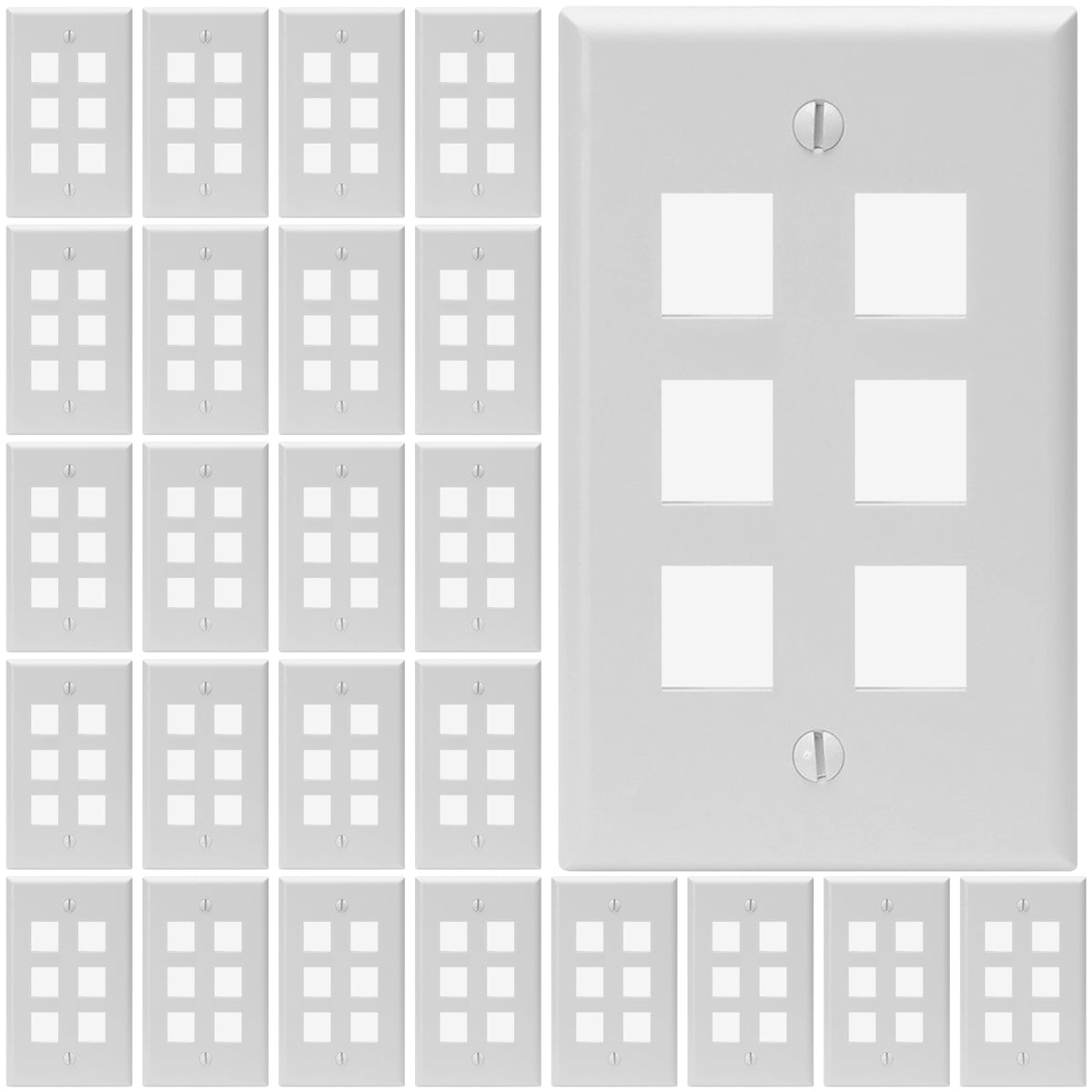Keystone Wall Plate Single Gang White ABS 1 2 3 4 6 Port