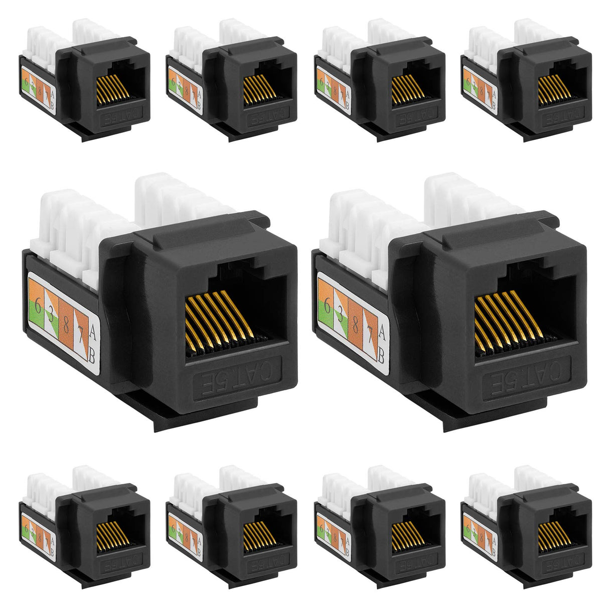 Cat5e Punch Down Keystone Jack 110 IDC RJ45 Black White Blue Green Yellow