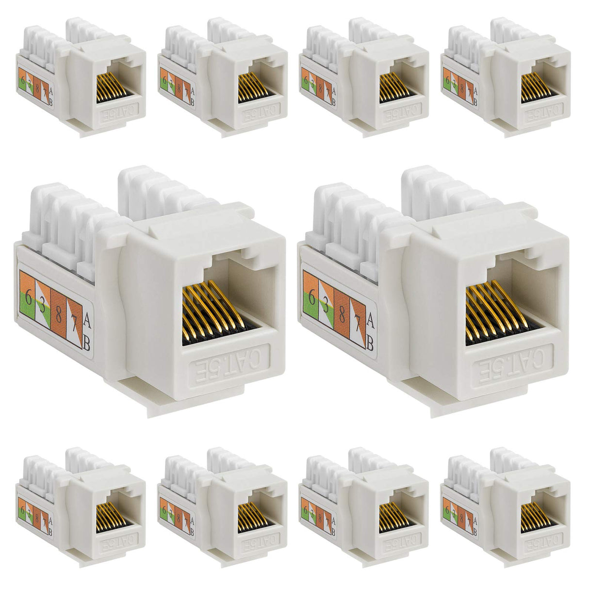 Cat5e Punch Down Keystone Jack 110 IDC RJ45 Black White Blue Green Yellow