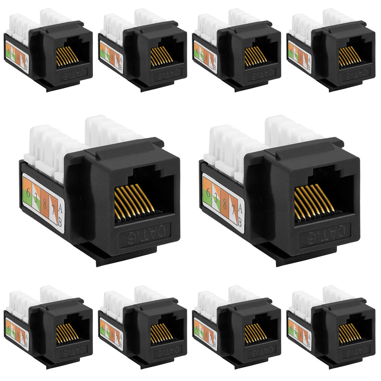 Cat6 Punch Down Keystone Jack 110 IDC RJ45 Black White Blue Green Yellow