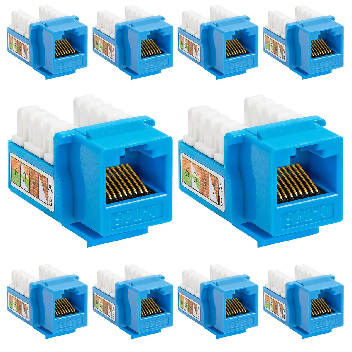 Cat5e Punch Down Keystone Jack 110 IDC RJ45 Black White Blue Green Yellow