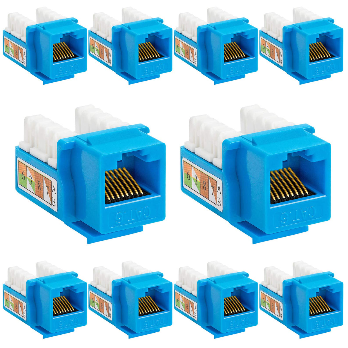 Cat6 Punch Down Keystone Jack 110 IDC RJ45 Black White Blue Green Yellow