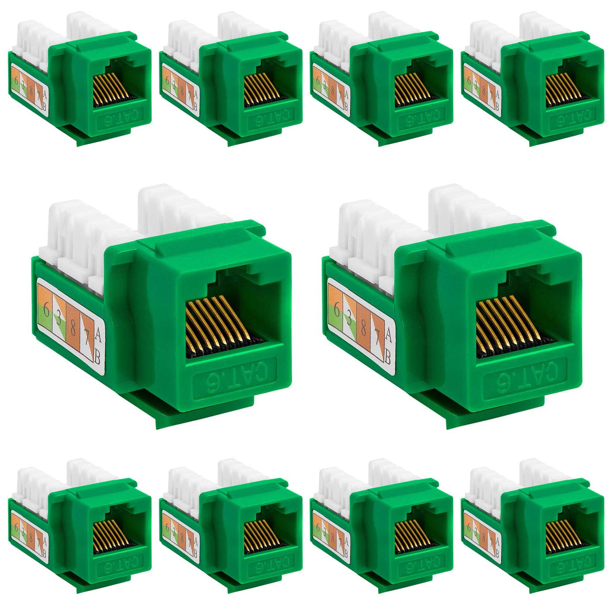 Cat6 Punch Down Keystone Jack 110 IDC RJ45 Black White Blue Green Yellow