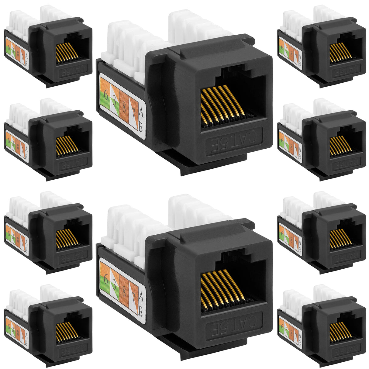 Cat5e Punch Down Keystone Jack 110 IDC RJ45 Black White Blue Green Yellow