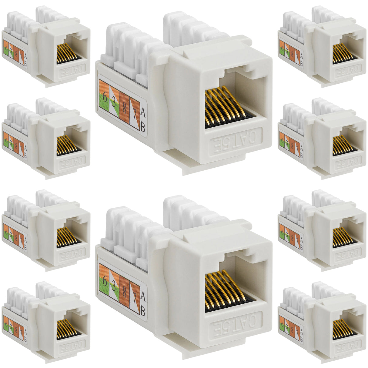 Cat5e Punch Down Keystone Jack 110 IDC RJ45 Black White Blue Green Yellow