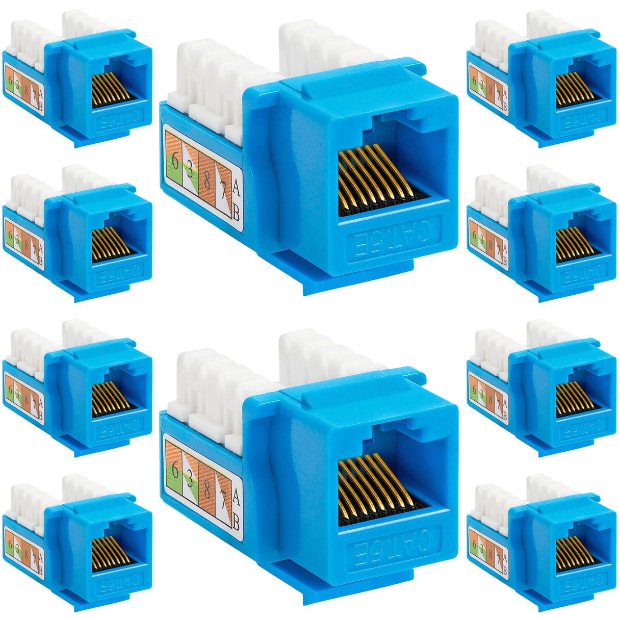 Cat5e Punch Down Keystone Jack 110 IDC RJ45 Black White Blue Green Yellow