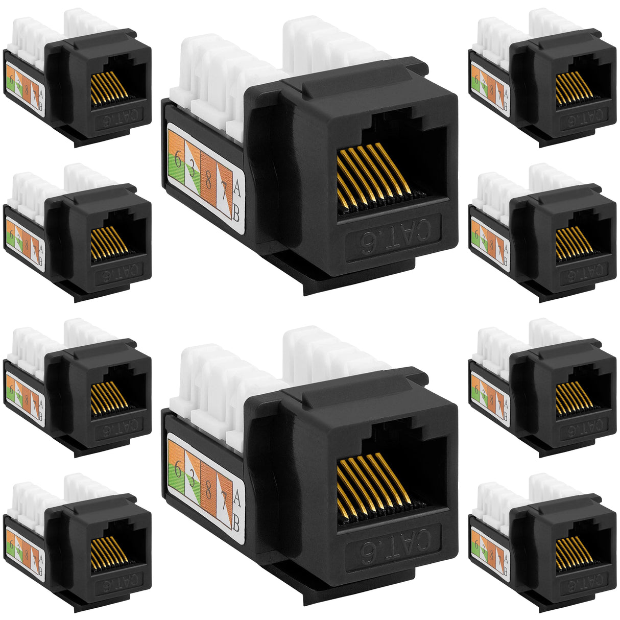 Cat6 Punch Down Keystone Jack 110 IDC RJ45 Black White Blue Green Yellow