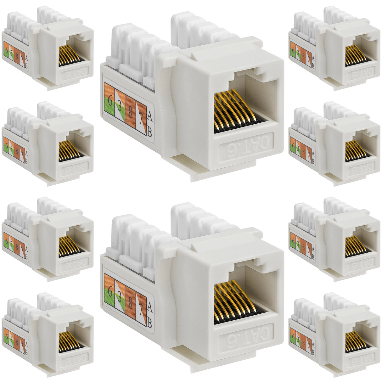 Cat6 Punch Down Keystone Jack 110 IDC RJ45 Black White Blue Green Yellow