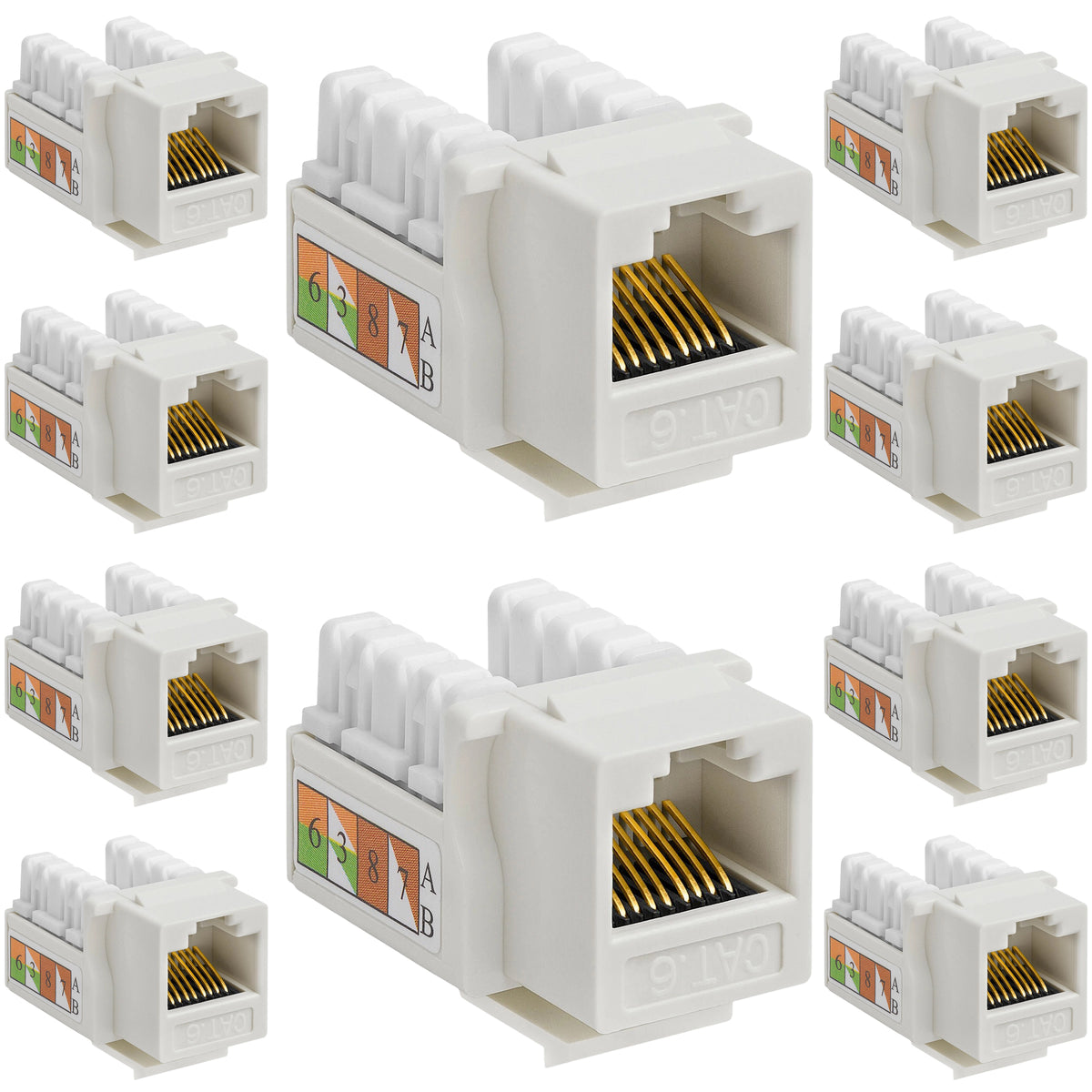 Cat6 Punch Down Keystone Jack 110 IDC RJ45 Black White Blue Green Yellow