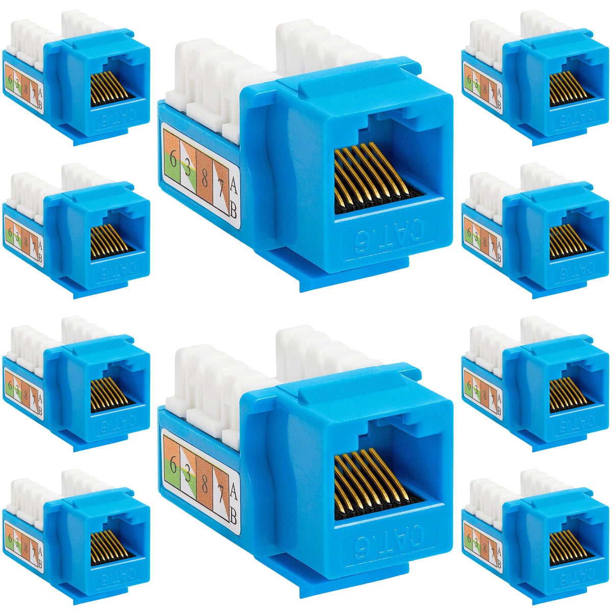Cat6 Punch Down Keystone Jack 110 IDC RJ45 Black White Blue Green Yellow