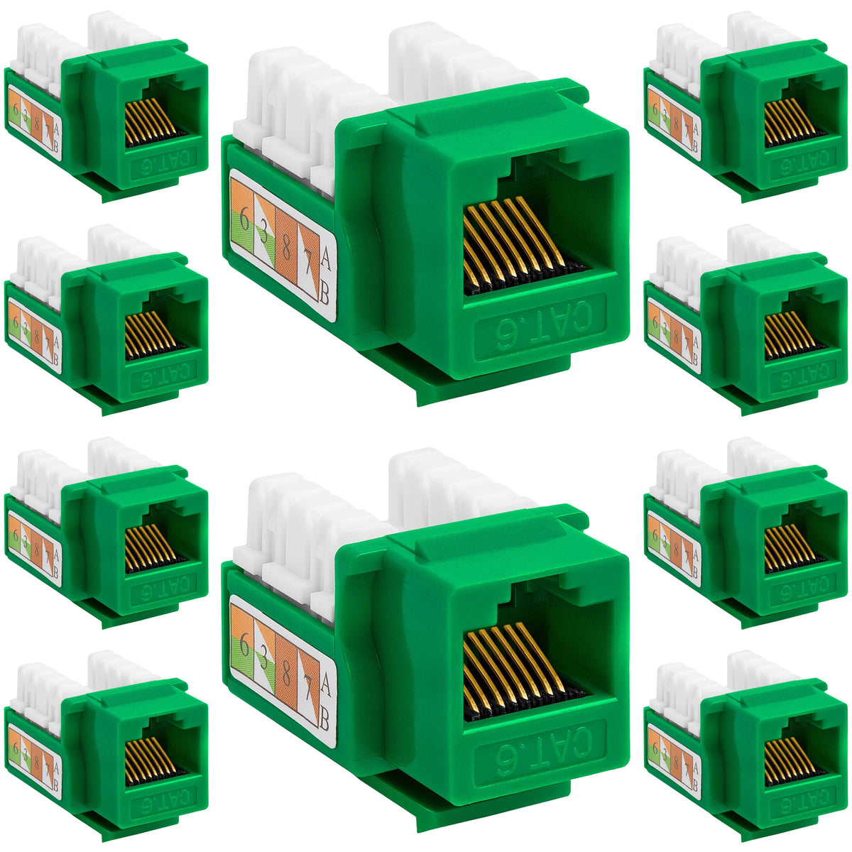 Cat6 Punch Down Keystone Jack 110 IDC RJ45 Black White Blue Green Yellow