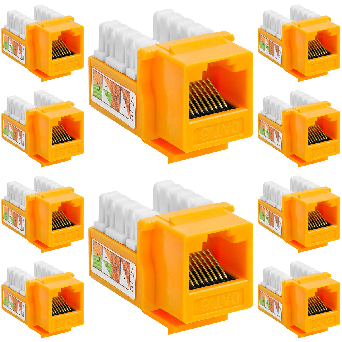 Cat6 Punch Down Keystone Jack 110 IDC RJ45 Black White Blue Green Yellow
