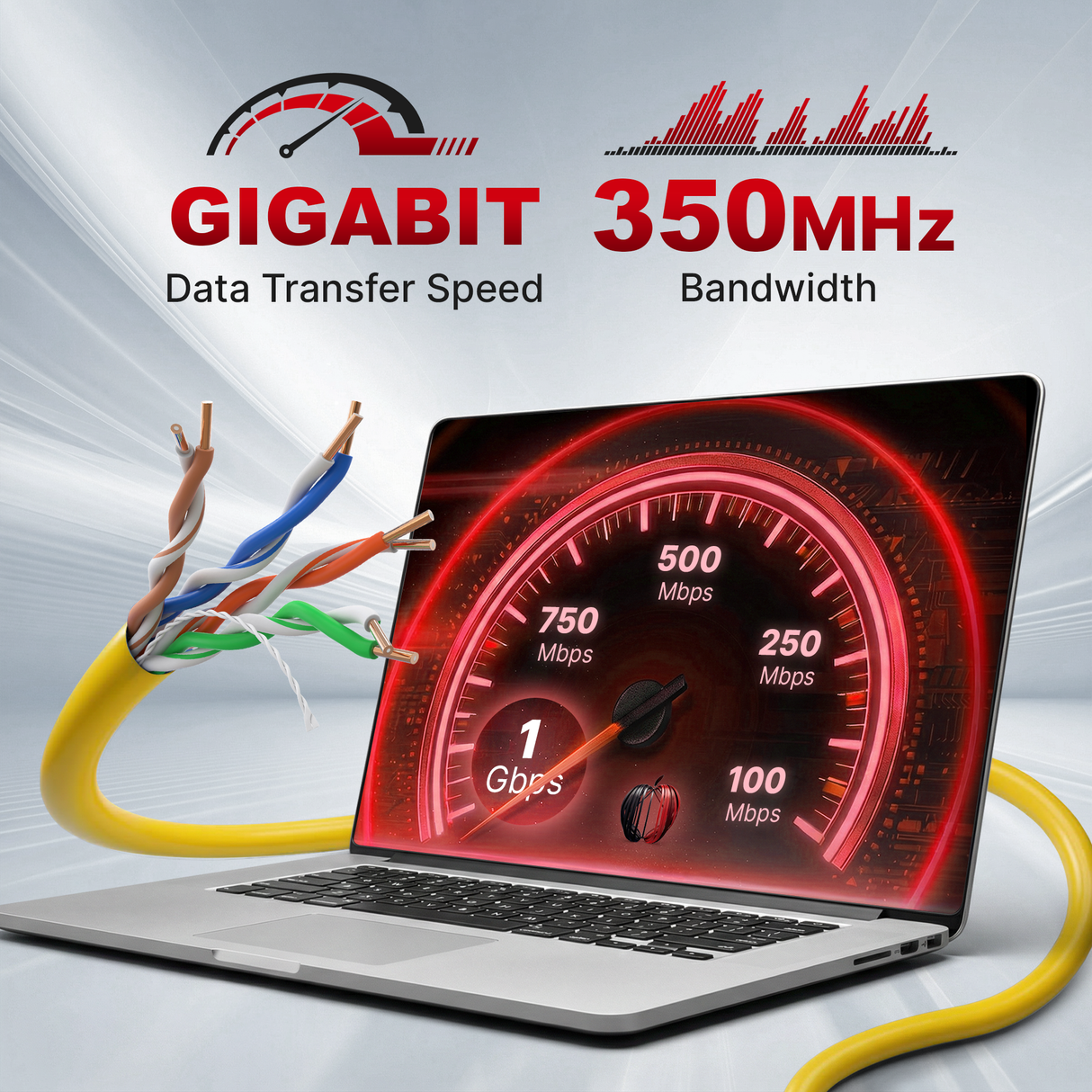 Cat5e Plenum Cable 1000ft CMP 24AWG UTP 350MHz – Bulk Ethernet Network Wire, Unshielded
