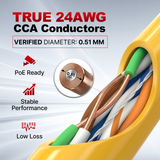Cat5e Plenum Cable 1000ft CMP 24AWG UTP 350MHz – Bulk Ethernet Network Wire, Unshielded