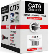 Cat6 Ethernet Cable CMR Riser 23AWG UTP 550MHz Easy Pull Box 1000ft