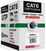 Cat6 Plenum CMP Ethernet Cable 550MHz UTP Pull Box 1000ft 5 Colors