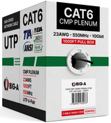 Cat6 Plenum CMP Ethernet Cable 550MHz UTP Pull Box 1000ft 5 Colors
