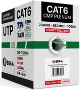 Cat6 Plenum CMP Ethernet Cable 550MHz UTP Pull Box 1000ft 5 Colors