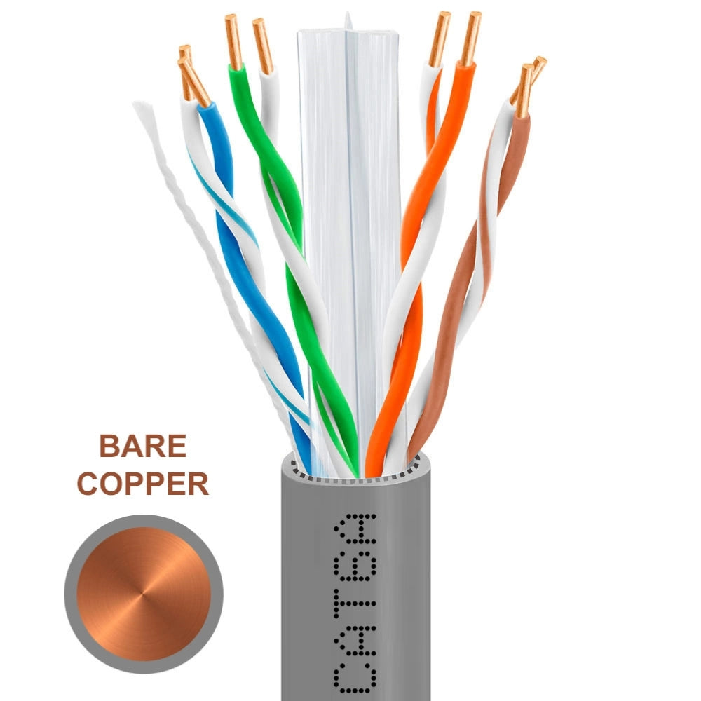 Cat6A Ethernet Cable CMR Riser 23AWG Solid Bare Copper UTP 750MHz 1000ft