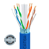 Cat6A Shielded Riser Ethernet Cable 1000ft 23AWG Solid Bare Copper 750MHz PoE++ ETL Listed