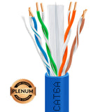 Cat6A Plenum Ethernet Cable 1000ft 23AWG Solid Bare Copper 750MHz CMP PoE++ ETL Listed