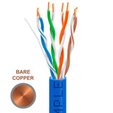 Cat5e Riser Ethernet Cable Unshielded 350MHz Solid Copper 24AWG CMR 1000ft