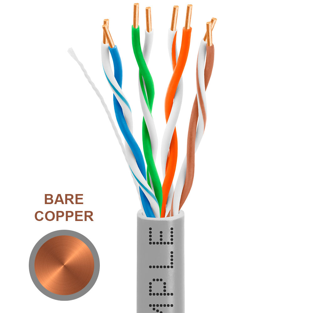 Cat5e Riser Ethernet Cable Unshielded 350MHz Solid Copper 24AWG CMR 1000ft